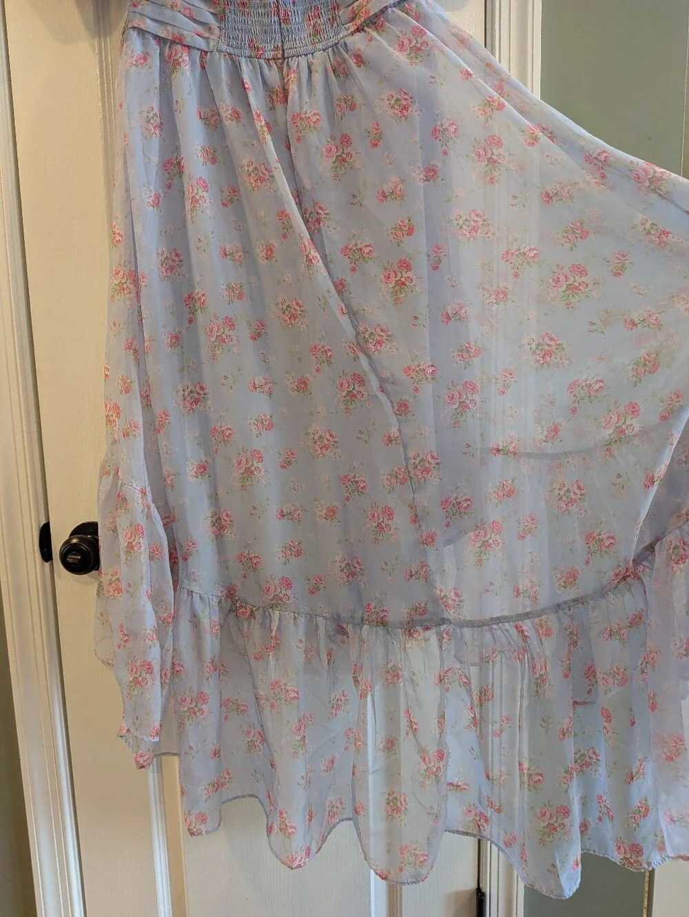 Abercrombie & Fitch Emerson Drama Maxi Dress Off-The-Shoulder Floral Ruffle LP
